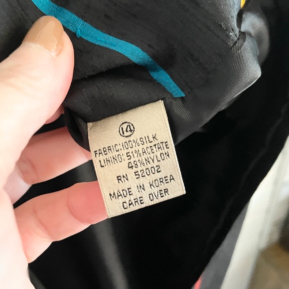 Vintage Women’s Blazer Silk Rainbow Striped Oversized Pockets Single breast 14 - Picture 5 of 8